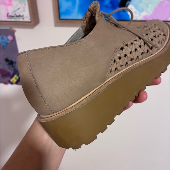 Eileen Fisher leather woven platform loafers oxfords sz 9 - Picture 4 of 15